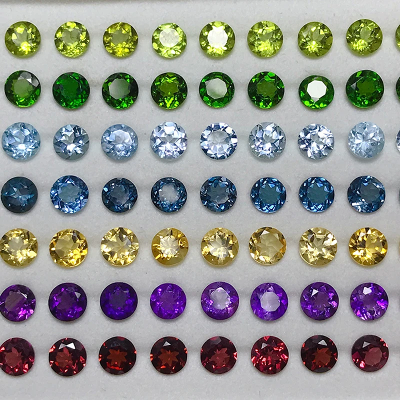 

10beads Natural Garnet Peridot Amethyst Citrine Blue Topaz Loose Gemstone Faceted Round 5mm Inlaid Jewelry Making Icnway