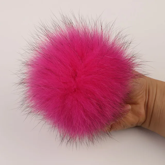 rosy 15cm DIY 14 см 15 см помпоны из натурального меха лисы, енота, норки, помпоны из меха, шапка, меховые помпоны, шляпа и сумка, обувь, шарф, аксессуары - Цвет: rosy 15cm