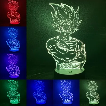 A VCity 3D ночник Dragon Ball серии Goku мультфильм рисунок Touch беспроводной USB лампа атмосферное освещение домашний магазин стол современный декор - Испускаемый цвет: A