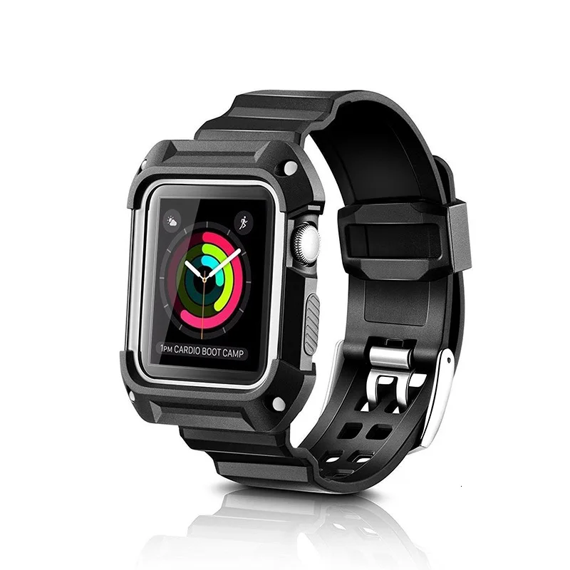 ТПУ резиновый ремешок для часов с прочным защитным чехлом для Apple Watch 44 мм 40 мм iwatch series 5 4 3 2 1 38 42 мм ремешок рамка для браслета