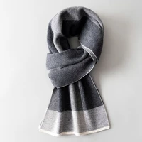 new 100 pure wool warm winter men scarf business style long grey bandana fashion design multicolor splicing black hijab shawl