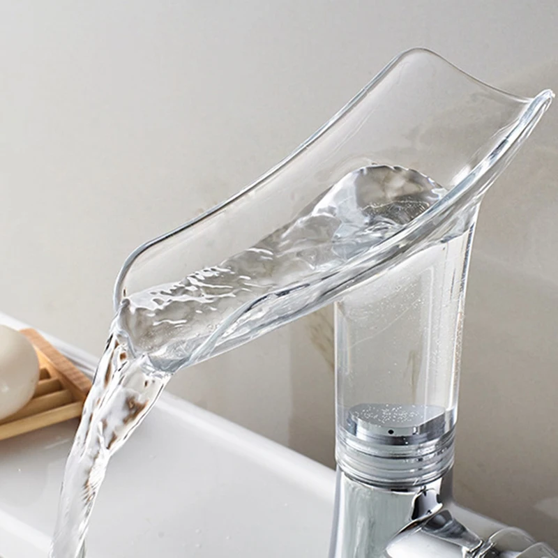 

Bathroom Hot and Cold Water Basin Faucet, Washbasin Wine Gl Waterfall Faucet,Mixer Tap Bathroom Sink