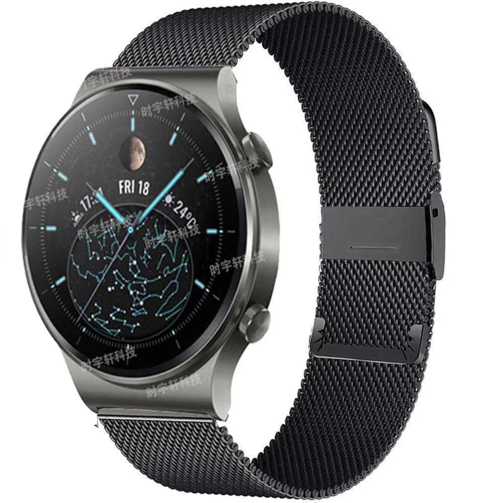 

Milanese Watchband 22mm Silver Stainless Steel Strap Band Replacement Bracelet For Huawei Watch GT 2 Pro Smart Watch