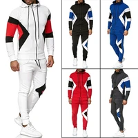 mens athletic casual 2 piece tracksuit pants hooded jacket sweatsuit sport set