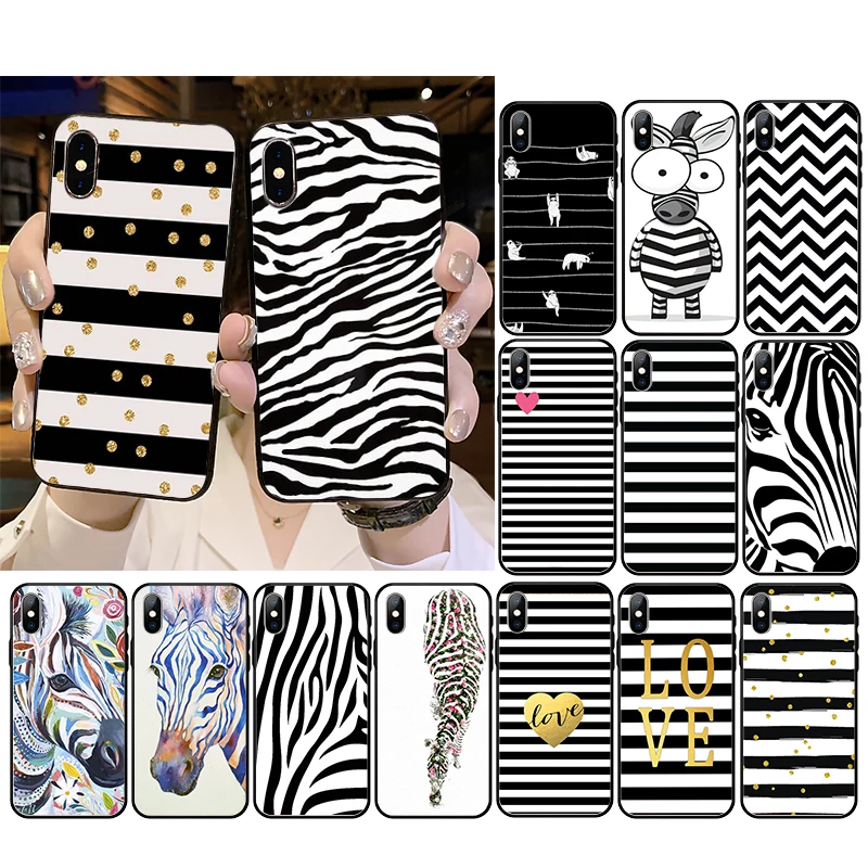 

Animal Black white Zebra Stripe Phone Case For iPhone 13 12 11 Pro Max 12 mini XS MAX XR SE2 8 7 Plus X