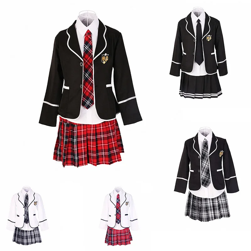 Осень учащихся средней школы Униформа Женский костюм юбка брюки для
