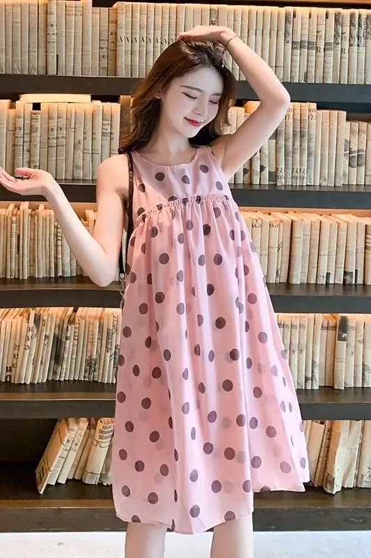 

COIGARSAM Cute Polka Dot Women dress Summer French Style Vintage Chiffon Spaghetti Strap Dresses 022