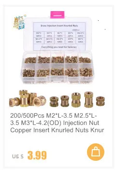 20 шт./лот) M3* 5* L(L = 4,5, 6,7, 8,10, 15) мм медные вставки Инжекторная гайка встроенные части Медная гайка с накаткой