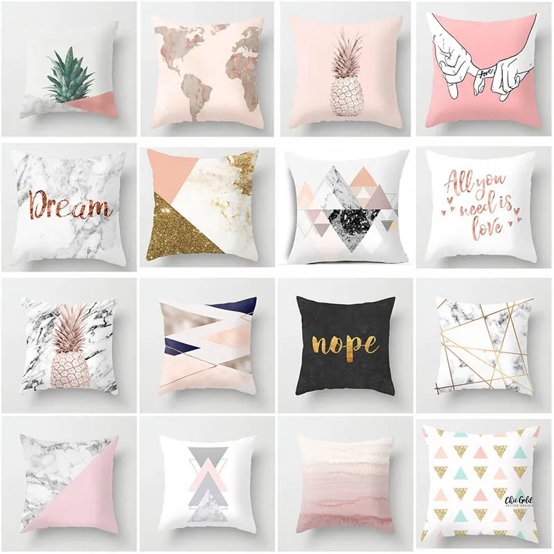 Розовый геометрический чехол для подушки с Северными мотивами тропический