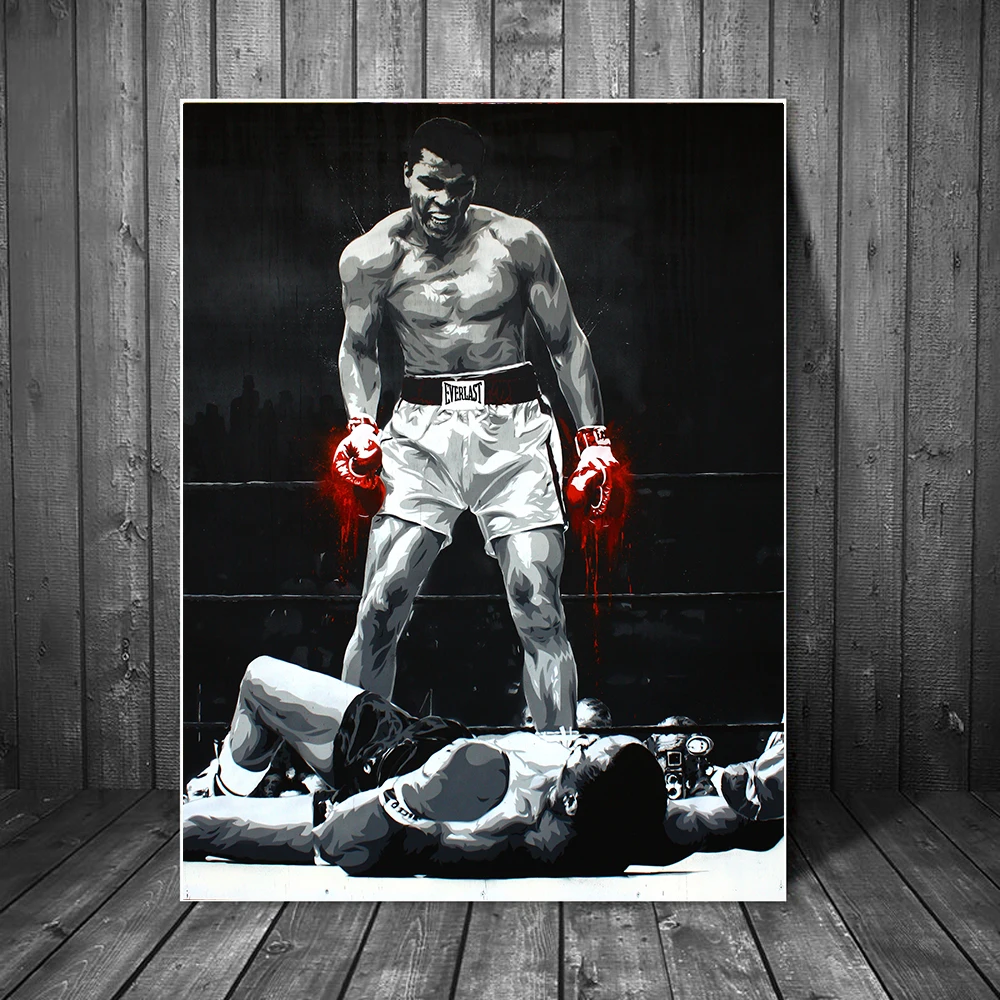 

Canvas Painting K.O Game King Boxer Motivational Poster Prints Wall Art Boxing Stars Canvas Picture Living Home Room Decoration