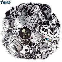 100 pcs metallic style black and white stickers for laptop luggage car styling skateboard bike home decal waterproof sticker