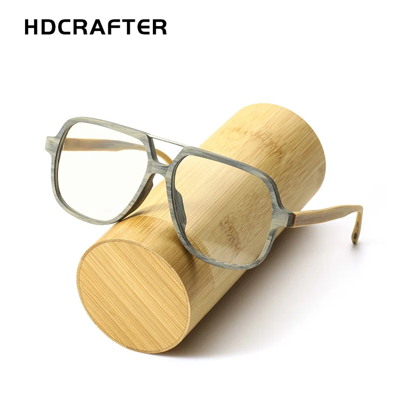 

HDCRAFTER Wooden Eyeglasses Frames Goggles Eyewear Men Oversized Prescription Glasses Frame Clear lens Spectacles Optical