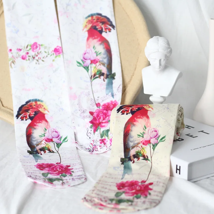 Женские бархатные колготки с принтом цветов и птиц в стиле ретро 80D оптовая