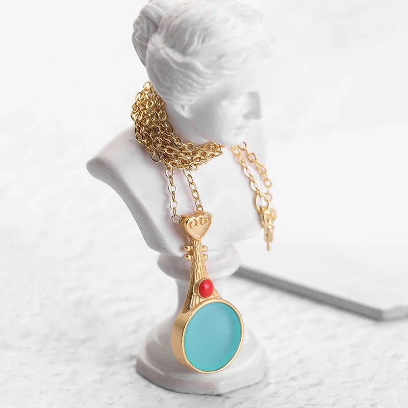 

Natural Hetian Jade Pipa Pendant Necklace 925 Silver Fashion Jewelry Chalcedony Amulet Gifts for Women