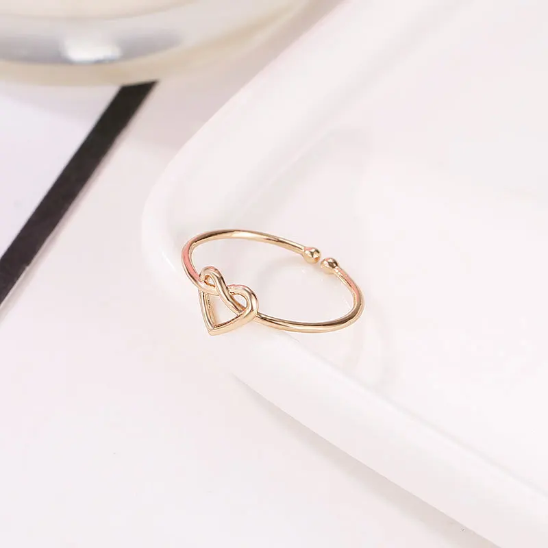 

South Korea Small and Exquisite Temperament Hollowed Out Love Opening Adjustable Ladies Ring Trendy Fashion Surround Design Jewe