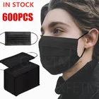10-600 шт., одноразовые черные маски для лица, 3 слоя