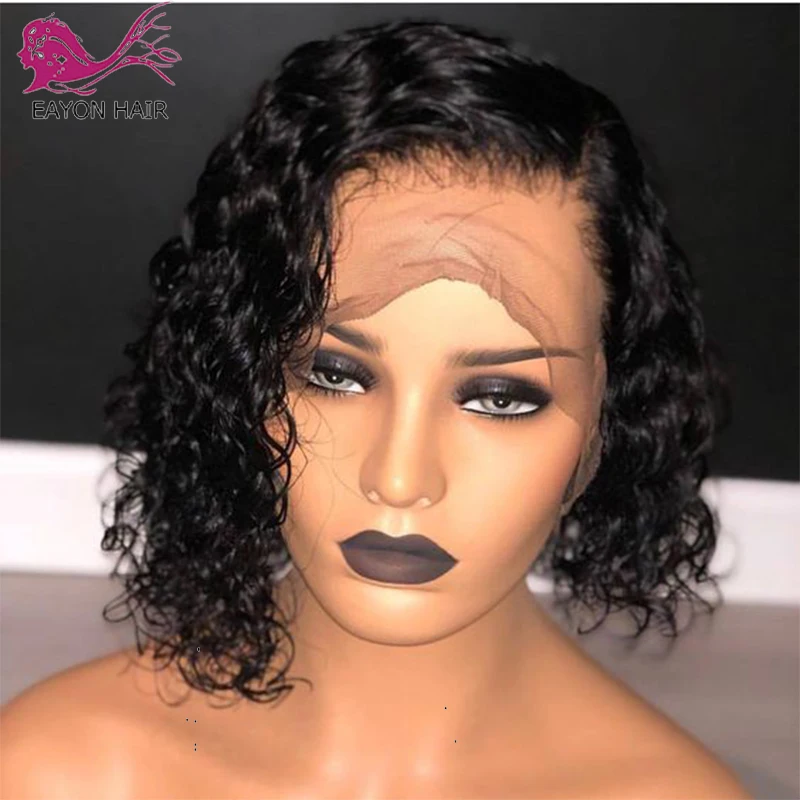 

EAYON Brazilian Remy Curly Wig 130%-180% Pre Plucked Curly Lace Closure Wig 4x4 Lace Wig For Black Women with Baby Hair