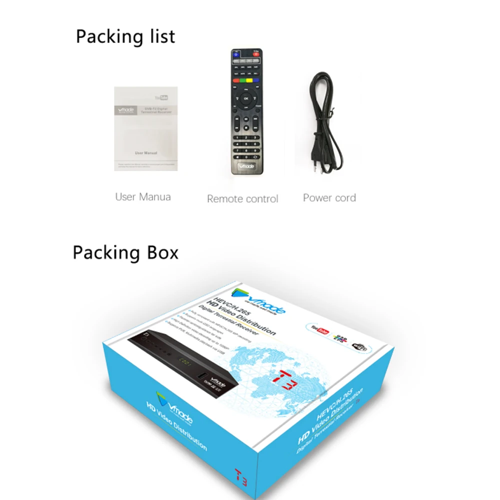 Новейший DVB-T2 цифровой приемник поддерживает H.265/HEVC DVB-T h265 hevc dvb t2 Лидер продаж Европа