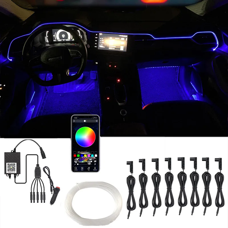 

Car Interior Lighting LED Ambient Lights Super Bright Strip Decoration Flexible Neon Light Line Auto Decorative Atmosphere Lamp