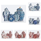 Настенный китайский арт, китайские стильные вазы, синий и белый фарфор, красный и белый фарфор, имбирь горшок принты, Ming и фарфоровая посуда, набор для электронного отслеживания товаров, при заказе