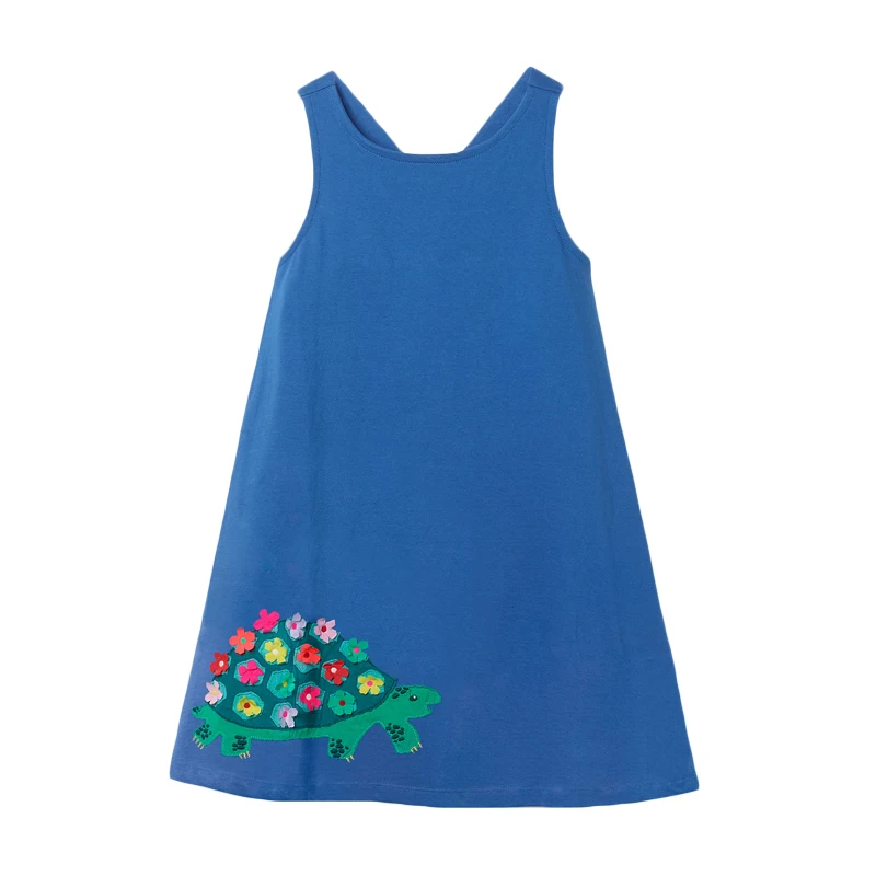 Little maven Dress Лето Животное Аппликация Девушки одеваются для детской одежды Хлопок Детей Платье Принцессы Единорог Детское Платье - Цвет: S0657 same picture