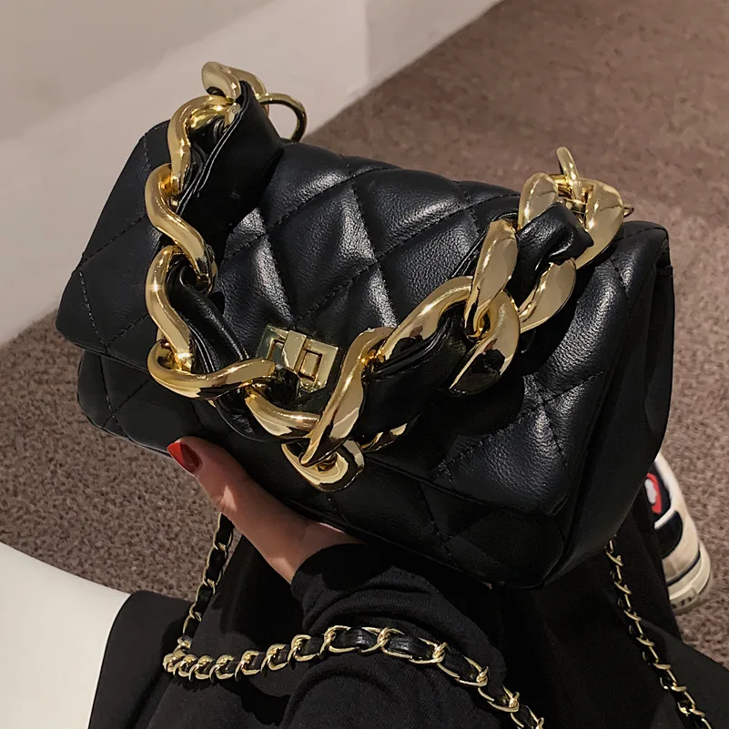 

Сумка-тоут женская на толстой цепочке, Роскошный дизайнерский саквояж на плечо, чемоданчик кросс-боди, дорожный саквояж на зиму