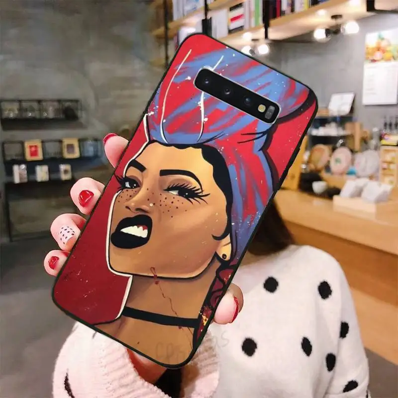 

African black sexy Girl Art Phone Case For Samsung A50 A51 A71 A20E A20S S10 S20 S21 S30 Plus ultra 5G M11 funda shell