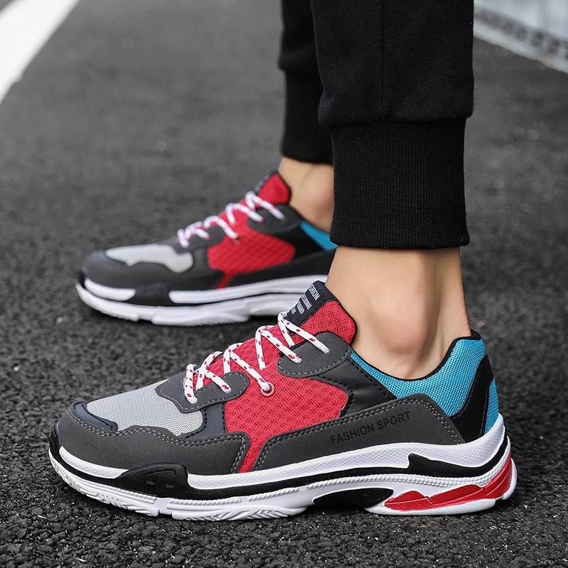 Мужские кроссовки Обувь для папы с толстой подошвой Модная цветная дышащая