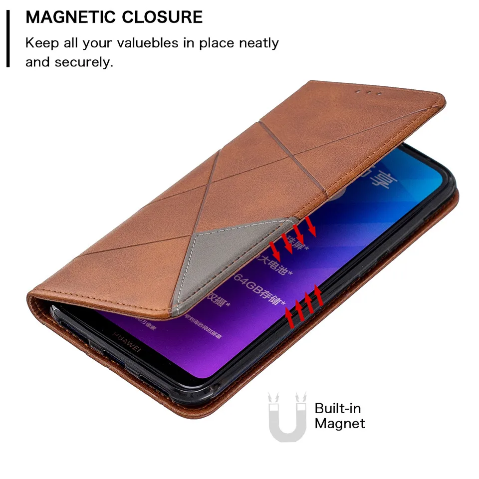 Магнитный кожаный чехол-бумажник с откидной крышкой на для huawei Y7 Y6 Y5 Хуавей y7 y6 y5 чехол-книжк роскошный держатель для карт чехол на для huawei Y72019 Y62019 Y52019