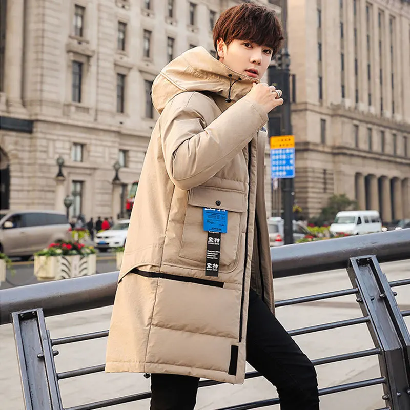 Liketkit мужские зимние длинные куртки 2019 одноцветные из кусков толстые хаки парки