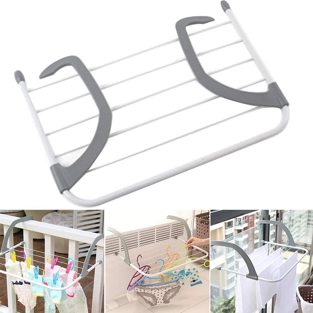 1pc Stainless Steel Drying Shoe Rack Portable Multi-function Window Laundry Balcony Towel Clothes Diaper Dryer Storage Rack