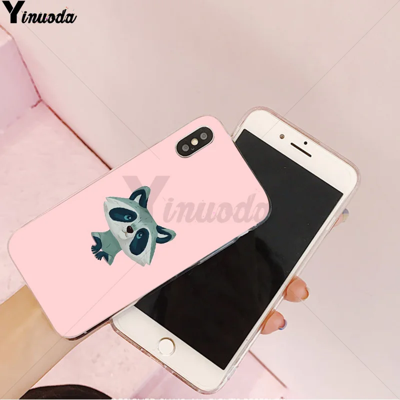 Yinuoda животное енот арт шаблон ТПУ мягкий чехол для мобильного телефона Apple iPhone 8 7 6 6S Plus X XS MAX 5 5S SE XR чехол