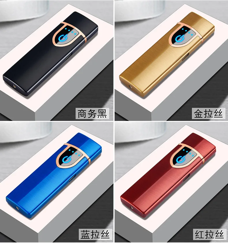 Usb зарядка Электронная Зажигалка Ветрозащитная тонкая мужская индивидуальная Женская электрическая нагревательная цветная сигарета зажигалка