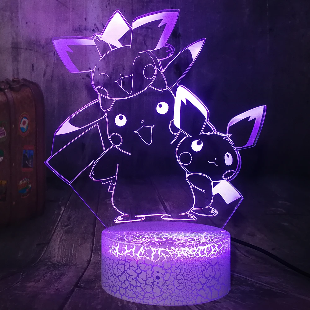 Pikachu Pokemon Go экшн фигурка 3D светодиодный хрустальный белый базовый детский