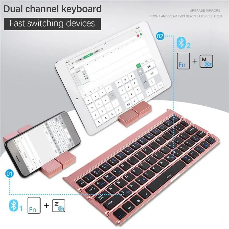 

BK808 Portable Wireless Folding Keyboard Dual Channel Foldable Keyboard BT Wireless Folding Keyboard for iOS Android Windows