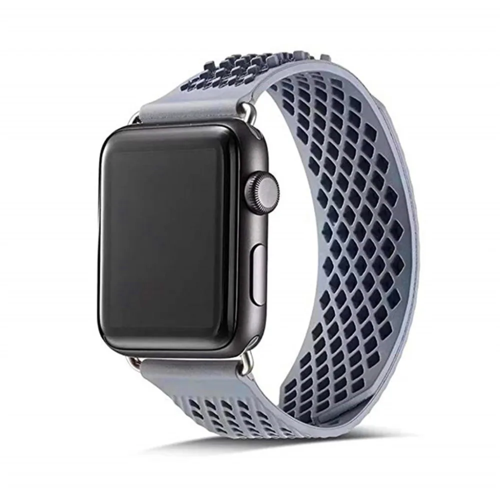 Без пряжки дизайн спортивный силиконовый ремешок для Apple Watch Series 4 3 2 1 мягкий ремешок замена Браслет для iWatch 44mm42mm 40mm38mm