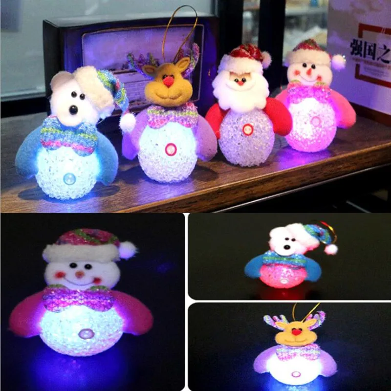 

Christmas LED Lighting Crystal Glowing Snowman Santa Claus Elk Bear Light Christmas Tree Ornament