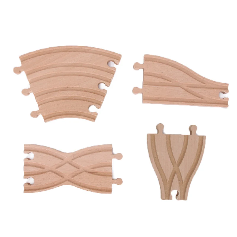 4pcs per set 7 шт. перекресток Звездный трек Деревянный Железнодорожный прямой изогнутый расширительный трек аксессуары деревянный поезд треки набор подходит для всех брендов - Цвет: 4pcs per set