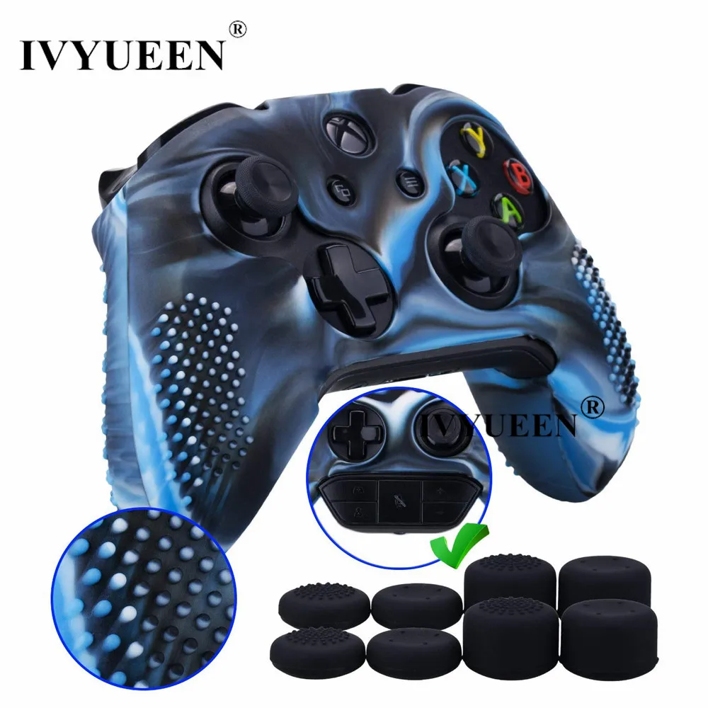 IVYUEEN силиконовой кожи для Xbox One X S контроллер Противоскользящий защитный чехол и 8 шт. аналоговые ручки Захваты дополнительная высота колпачки для большого пальца