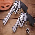 Игрушечный Револьвер пистолет серебро Воздушный пистолет металлические стеновые панели ретро украшения дома Настенная живопись Луженая листовая сталь оружейный металл логотип особенности классический