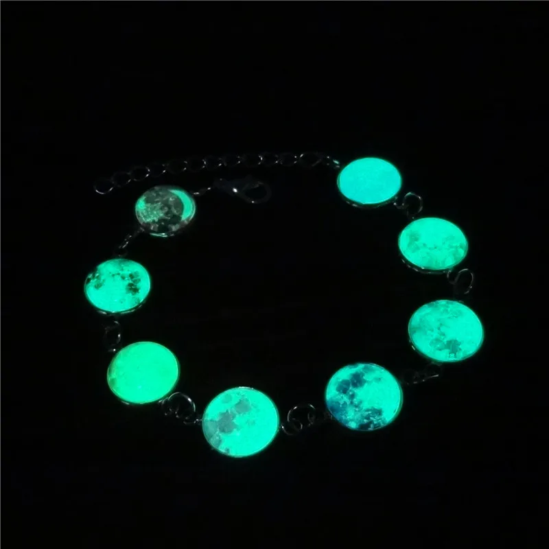 Новинка 2020 светящиеся в темноте браслеты из стекла виде галактики и Луны для