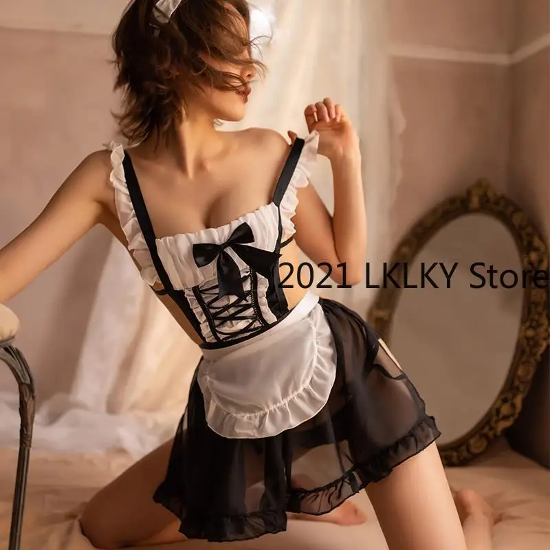 

Высококачественная Милая Униформа соблазнительное платье горничной страсти костюм горничной забавное нижнее белье прозрачное Сексуально...