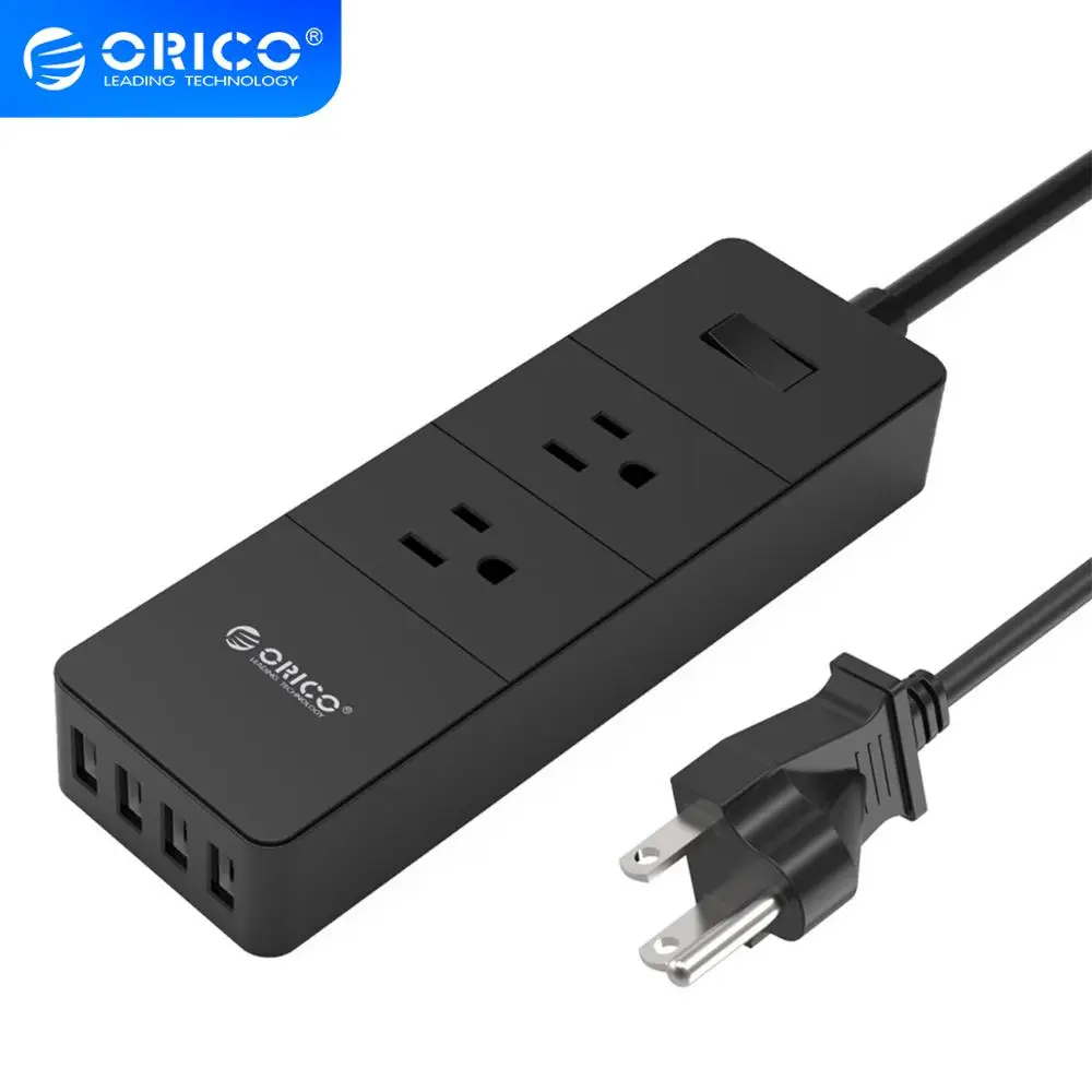 ORICO 2 AC Outlet Защита от перенапряжения с 4 USB штепсельной вилкой США супер зарядный