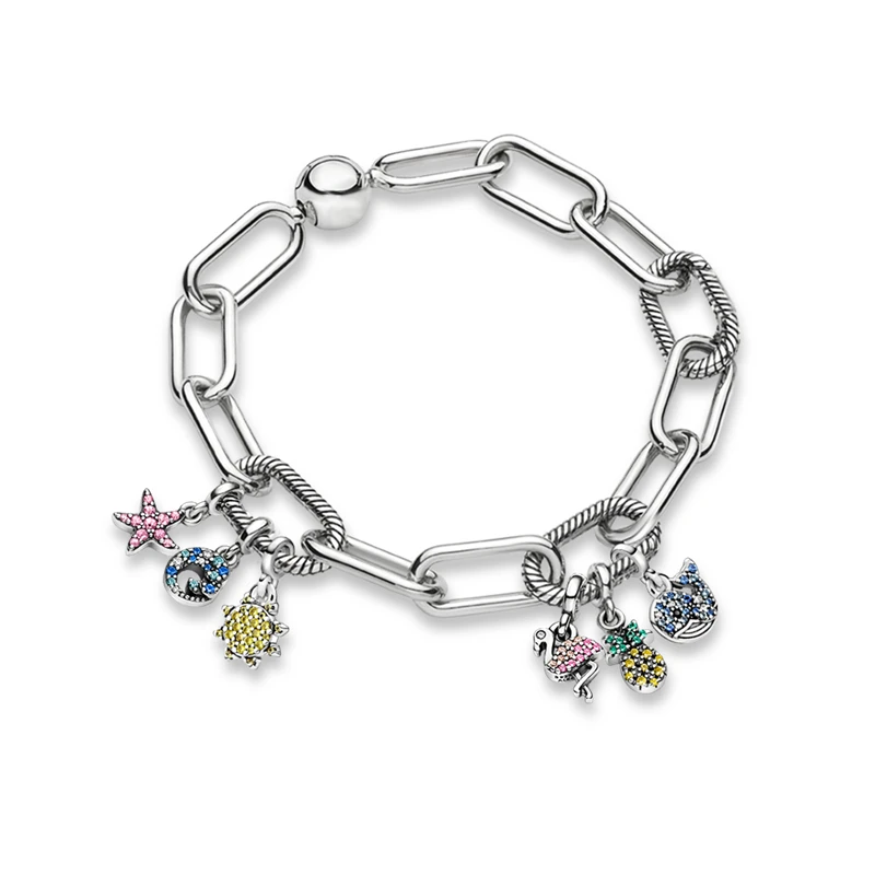 

Ladies Summer Jewelry 925 Sterling Silver Beaded Bracelet Ladies DIY Charm Suitable for Original Bracelet Silver Beaded Chain