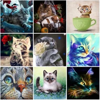 5d diamond painting cross stitch animal color cat diamond embroidery full squareround rhinestone of picture new year decoration