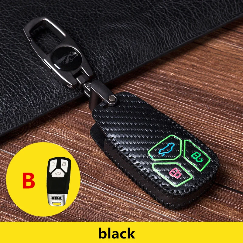 Luminous Leather car key case for Audi A5 Q7 S4 S5 A4 B9 A4L 4m TT TTS RS 8 2016 S 2017 2018 A6 Q5 cover | Автомобили и мотоциклы