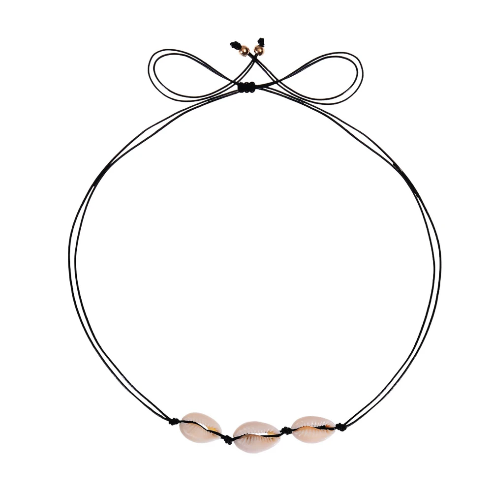 Ожерелье-чокер из ракушек и натуральной летней пляжной ракушки простое богемное