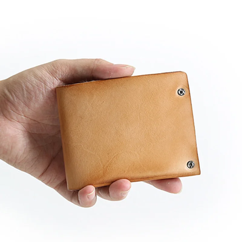 Кошелек мужской из натуральной кожи винтажный короткий бумажник двойного