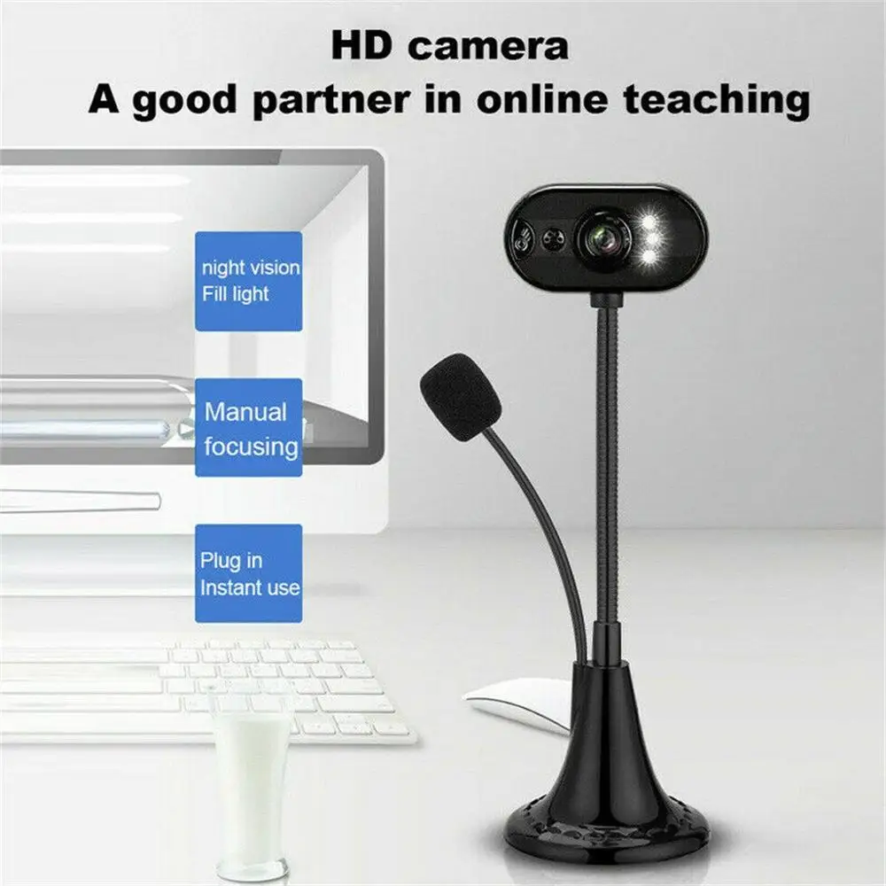 HD Webcam USB Web Camera With Noise Cancelling Microphone 360 Degree Rotation For Home Computer PC Office Study Game | Компьютеры и