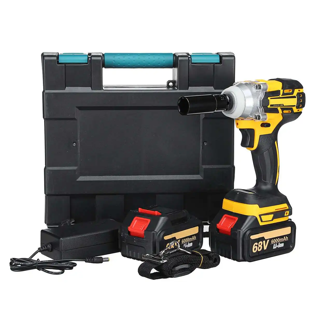 

3300RPM Brushless Electric Impact Wrench 1/2 inch Socket with 1 Pcs Lithium-Ion Battery +LED Light Hand Drill Installation Power